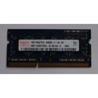 Оперативная память для ноутбука DDR3 1GB Hynix1Rx8 PC3-8500S-7-10-B1