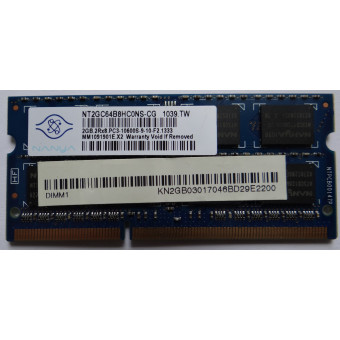 Оперативная память для ноутбука DDR3 2GB Nanya NT2GC64B8HCONS-CG 2Rx8 PC3-10600S-9-10-F2.1333