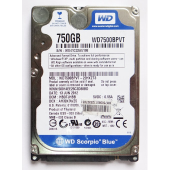 ЖД WD Scorpio Blue WD7500BEVT 750Гб HDD SATA II 2.5" донор