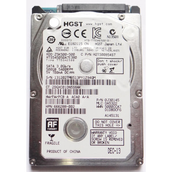 Жесткий диск Hitachi Travelstar Z5K500 HTS545050A7E380 500Гб HDD SATA III 2.5" донор