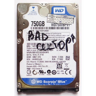 Жесткий диск WD Scorpio Blue WD7500BPVT 750Гб HDD SATA II 2.5" донор