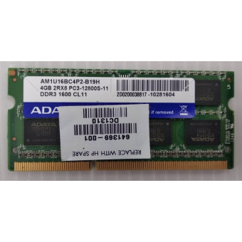 Оперативная память для ноутбука DDR3 4GB Adata 2RX8 PC3-12800S-11