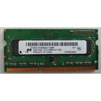 Оперативная память для ноутбука DDR3 2GB Micron 1RX8 PC3-10600S-9-11-B2 mt8jtf25664hz-1g4m1