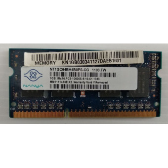 Оперативная память для ноутбука DDR3 1GB Nanya 1Rx16 pc3-10600s-9-10-c1.1333