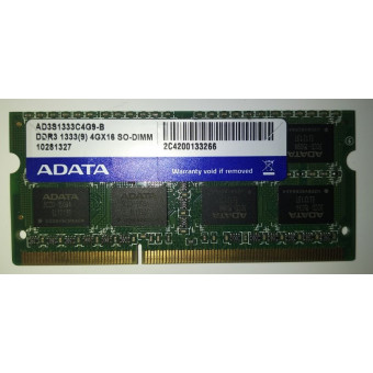 Оперативная память для ноутбука DDR3 4GB Adata AD3S1333C4G9-B