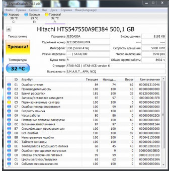 ЖД Hitachi Travelstar 5K750-500 HTS547550A9E384 500GB HDD SATA III 2.5" донор